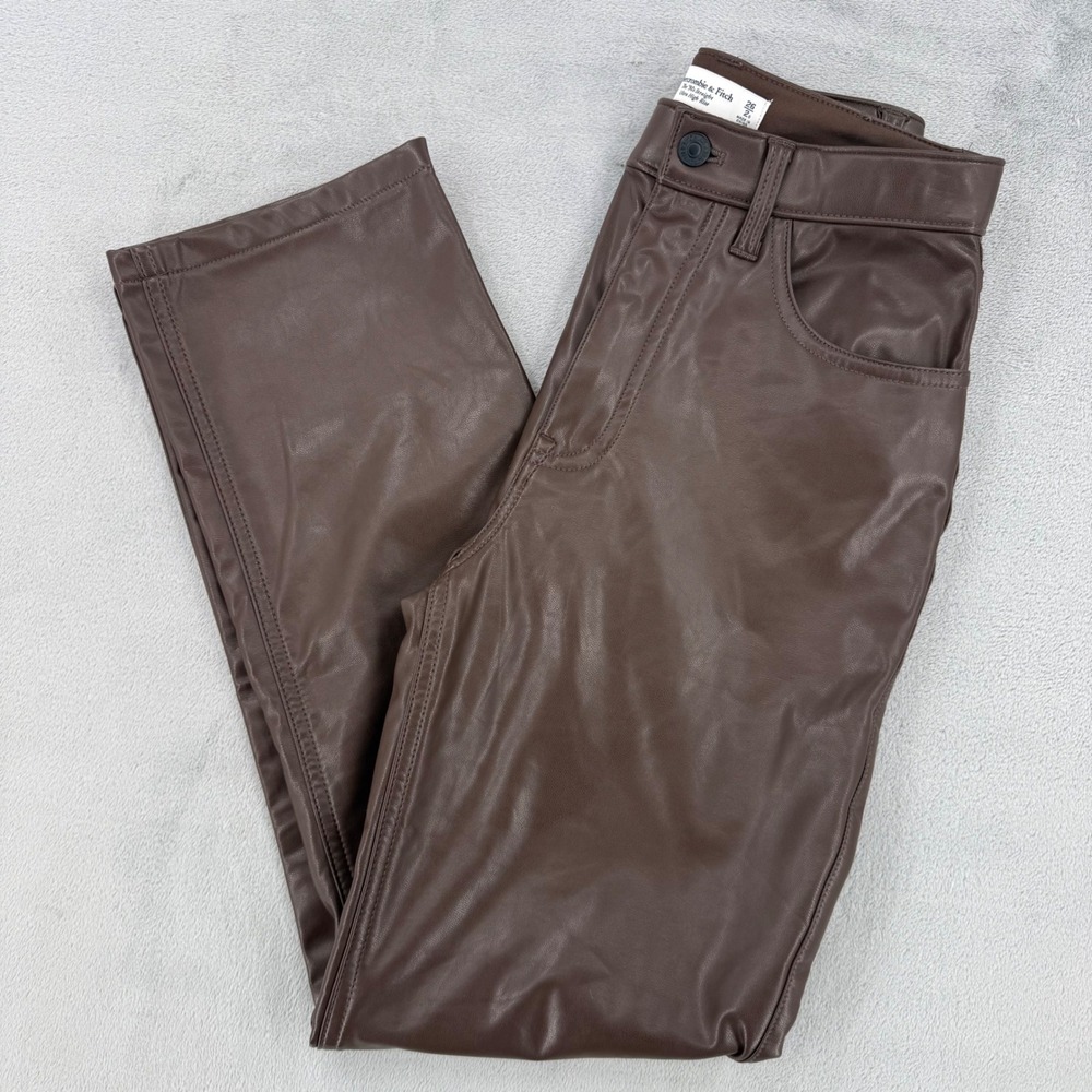 Abercrombie & Fitch Faux Leather Pants Womens 26 90s Straight Ultra High Rise